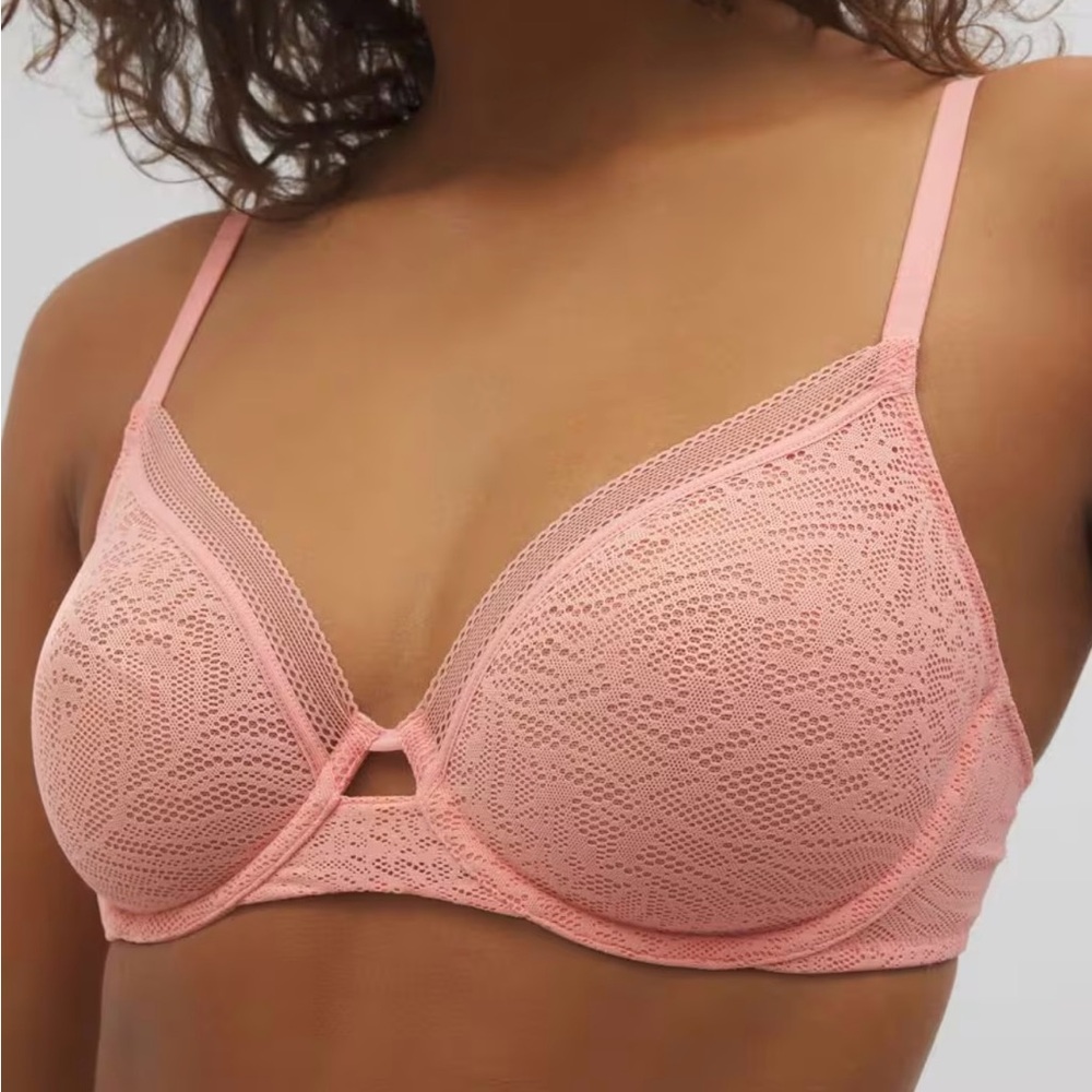 Soma Unlined Perfect coverage Lace Bra in Coral‎ - Picture 6 of 7